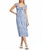 Roxy Sweet Pea Palm Printed Peasant Midi Dress - Image 1