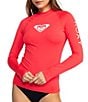 Color:Hibiscus - Image 1 - Whole Hearted Logo Solid Mock Neck Long Sleeve Swim Cover-Up Rashguard