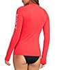 Color:Hibiscus - Image 2 - Whole Hearted Logo Solid Mock Neck Long Sleeve Swim Cover-Up Rashguard
