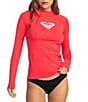 Color:Hibiscus - Image 5 - Whole Hearted Logo Solid Mock Neck Long Sleeve Swim Cover-Up Rashguard
