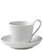 Royal Copenhagen White Fluted Half Lace Cup & Saucer - Image 1