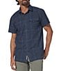 Color:Collins Blue - Image 1 - Hempline Spaced Short-Sleeve Relaxed fit Woven Shirt