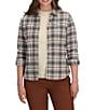 Royal Robbins Lieback Organic Cotton Plaid Print Point Collar Button Front Flannel Shirt, Color:Everglade Bodega - Image 1