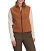 Royal Robbins Palisades Soft Sherpa Roll Edge Mock Neck Zip Front Vest, Color:Tawny - Image 1