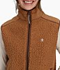 Royal Robbins Palisades Soft Sherpa Roll Edge Mock Neck Zip Front Vest, Color:Tawny - Image 4