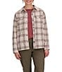 Royal Robbins Vista Flannel Plaid Point Collar Button Front Shacket, Color:Chalk Antelope Plaid - Image 1