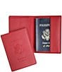 Color:Red - Image 1 - Leather Debossed RFID Blocking Passport Jacket