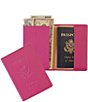Color:Bright Pink - Image 1 - Leather Debossed RFID Blocking Passport Jacket