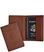 Color:Tan - Image 1 - Leather Debossed RFID Blocking Passport Jacket