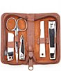 Color:Tan - Image 2 - Leather Deluxe Chrome Plated Mini-Manicure Kit