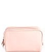 Color:Light Pink - Image 1 - Leather Double Zip Toiletry Bag