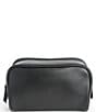 Color:Black - Image 1 - Leather Double Zip Toiletry Bag
