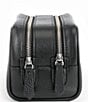 Color:Black - Image 3 - Leather Double Zip Toiletry Bag