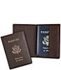 Color:Brown - Image 1 - Leather Foil-Stamped RFID Blocking Passport Jacket