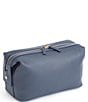 Color:Navy Blue - Image 1 - Pebbled Leather Toiletry Bag