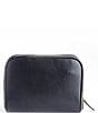 Color:Black - Image 3 - Pebbled Leather Zip Toiletry Travel Bag