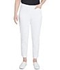 Color:White - Image 1 - Stretch Cotton 3-D Floral Hem Detail Ankle Pants