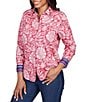 Color:Berry Multi - Image 1 - Abstract Floral Print Wrinkle Resistant Point Collar Long Sleeve Button Front Shirt