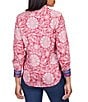 Color:Berry Multi - Image 2 - Abstract Floral Print Wrinkle Resistant Point Collar Long Sleeve Button Front Shirt