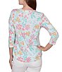 Ruby Rd. Allover Floral Envelope Neck 3/4 Sleeve Knit Top - Image 2