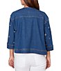 Ruby Rd. Allover Grommet Accents 3/4 Sleeve Extra Stretch Denim Jacket - Image 2
