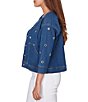 Ruby Rd. Allover Grommet Accents 3/4 Sleeve Extra Stretch Denim Jacket - Image 3