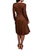 Ruby Rd. Ballet Faux Suede Keyhole Neckline Long Sleeve Gathered Twist Midi Dress - Image 2