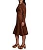Ruby Rd. Ballet Faux Suede Keyhole Neckline Long Sleeve Gathered Twist Midi Dress - Image 3