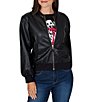 Ruby Rd. Basketweave Faux Leather Band Collar Long Sleeve Zip Front Bomber Jacket - Image 1