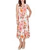 Ruby Rd. Bold Floral V-Neck Sleeveless Tiered A-Line Midi Pull-On Dress - Image 1