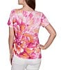 Ruby Rd. Bold Watercolor Floral Scoop Neck Short Sleeve Side Shirring Tee Top - Image 2