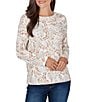Ruby Rd. Brushed Knit Painterly Flourishes Round Neck Long Sleeve Top - Image 1