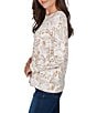 Ruby Rd. Brushed Knit Painterly Flourishes Round Neck Long Sleeve Top - Image 3
