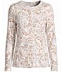 Ruby Rd. Brushed Knit Painterly Flourishes Round Neck Long Sleeve Top - Image 4