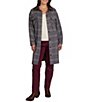Ruby Rd. Basket Weave Brushed Plaid Faux Leather Collar Long Sleeve Button Front Jacket - Image 1