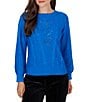 Ruby Rd. Cable Knit Boucle Crew Neck Long Sleeve Sweater - Image 1