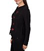 Ruby Rd. Cable Knit Crystal Heart Scalloped Crew Neck Long Sleeve Button Front Cardigan - Image 3