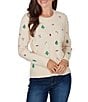 Ruby Rd. Cable Knit Embroidered Christmas Motif Crew Neck Long Sleeve Sweater - Image 1