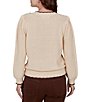 Ruby Rd. Cable Knit Faux Leather Trim Scoop Neck Long Sleeve Sweater - Image 2