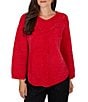 Ruby Rd. Chenille Shimmer Knit V-Neck Long Sleeve Sweater - Image 1