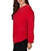 Ruby Rd. Chenille Shimmer Knit V-Neck Long Sleeve Sweater - Image 3