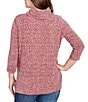 Ruby Rd. Chenille Space-Dye Cowl Neck 3/4 Sleeve Top, Color:Cherry Multi - Image 2