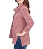 Ruby Rd. Chenille Space-Dye Cowl Neck 3/4 Sleeve Top, Color:Cherry Multi - Image 3