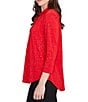 Ruby Rd. Collared 3/4 Sleeve Dotted Golden Dew Drops Knit Shirt, Color:Cherry - Image 3