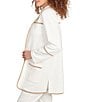 Ruby Rd. Collared Long Sleeve Faux Suede Trim Open-Front Cardigan Jacket, Color:Ivory - Image 3