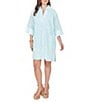 Ruby Rd. Collared Neck 3/4 Sleeve Floral Eyelet Shift Dress - Image 1