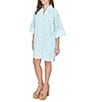 Ruby Rd. Collared Neck 3/4 Sleeve Floral Eyelet Shift Dress - Image 3