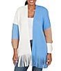 Ruby Rd. Colorblock Long Sleeve Fringe Hem Open-Front Cardigan Sweater, Color:Ivory Multi - Image 1