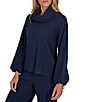 Ruby Rd. Coordinating Premium Ribbed Knit Cowl Neck Long Bubble Sleeve Top - Image 3