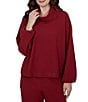 Ruby Rd. Coordinating Premium Ribbed Knit Cowl Neck Long Bubble Sleeve Top - Image 5